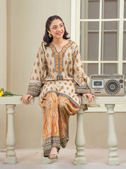 Tng By Md Stitched 3 Piece-Ashnoor | 3 Piece | Printed | Cream