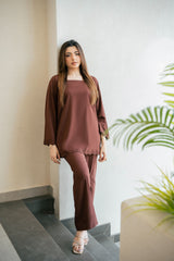 Zouj Stitched Co Ords Spring Solids Suit-Iris