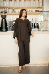 Zouj Stitched Co Ords Spring Solids Suit-Drizzle