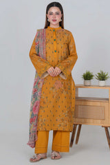 Aayra Stitched 3 Piece Emb Lawn Suit-LL007SP1-MUSTARD