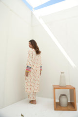 Preet Print Edit By Suitsu Stitched Summer Suit-Elle Floral Ivory