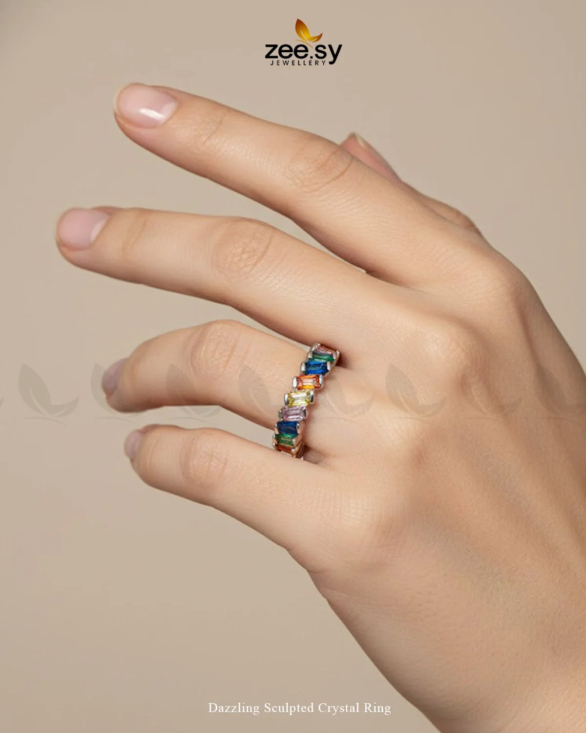Dazzling Sculpted Crystal Ring - Zeesy Jewellery