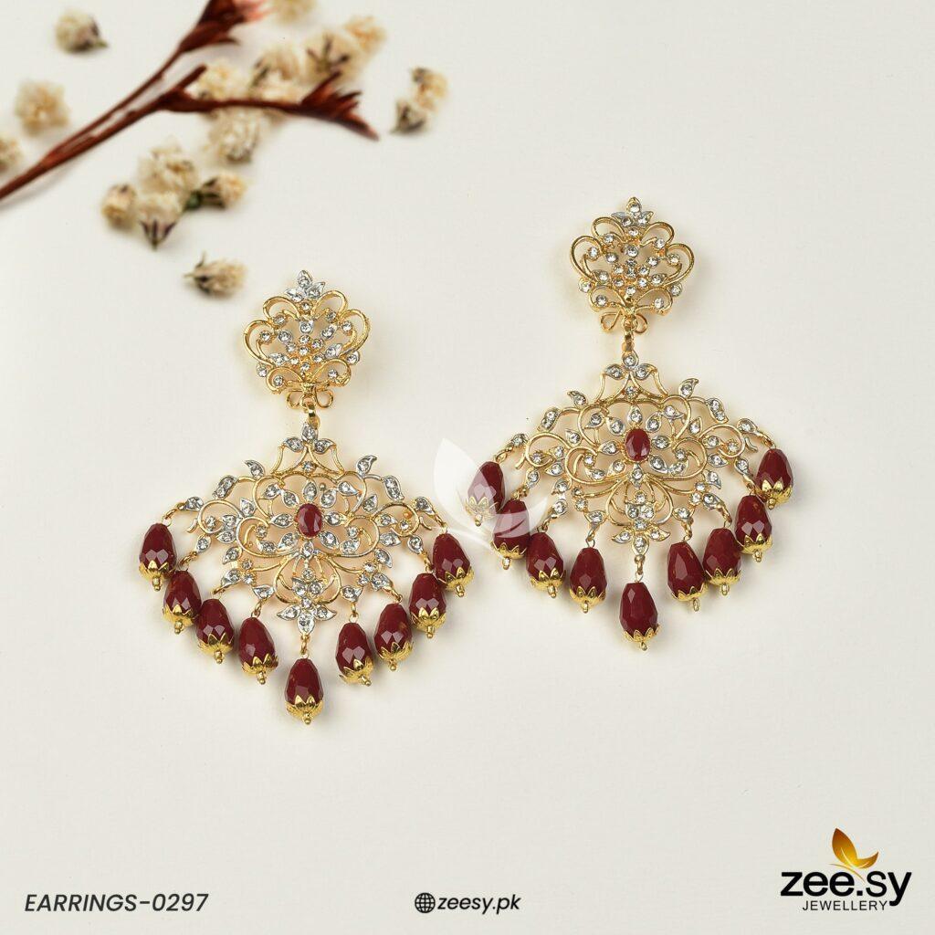 EARRINGS-0297 Red - Zeesy Jewellery