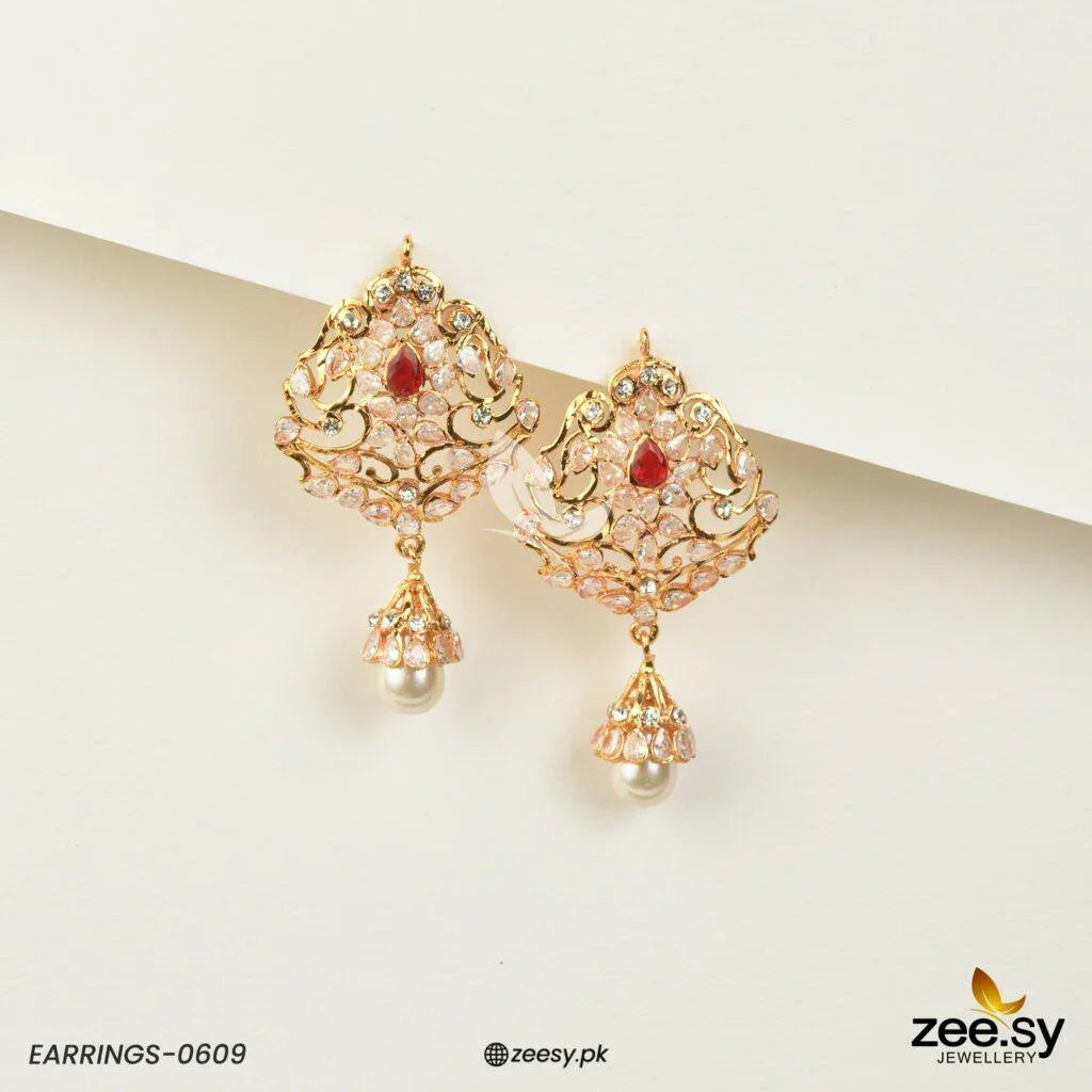 EARRINGS-0609 Red - Zeesy Jewellery
