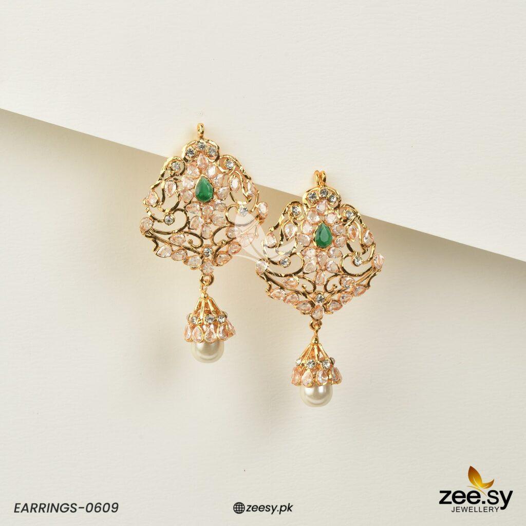 EARRINGS-0609 Green - Zeesy Jewellery