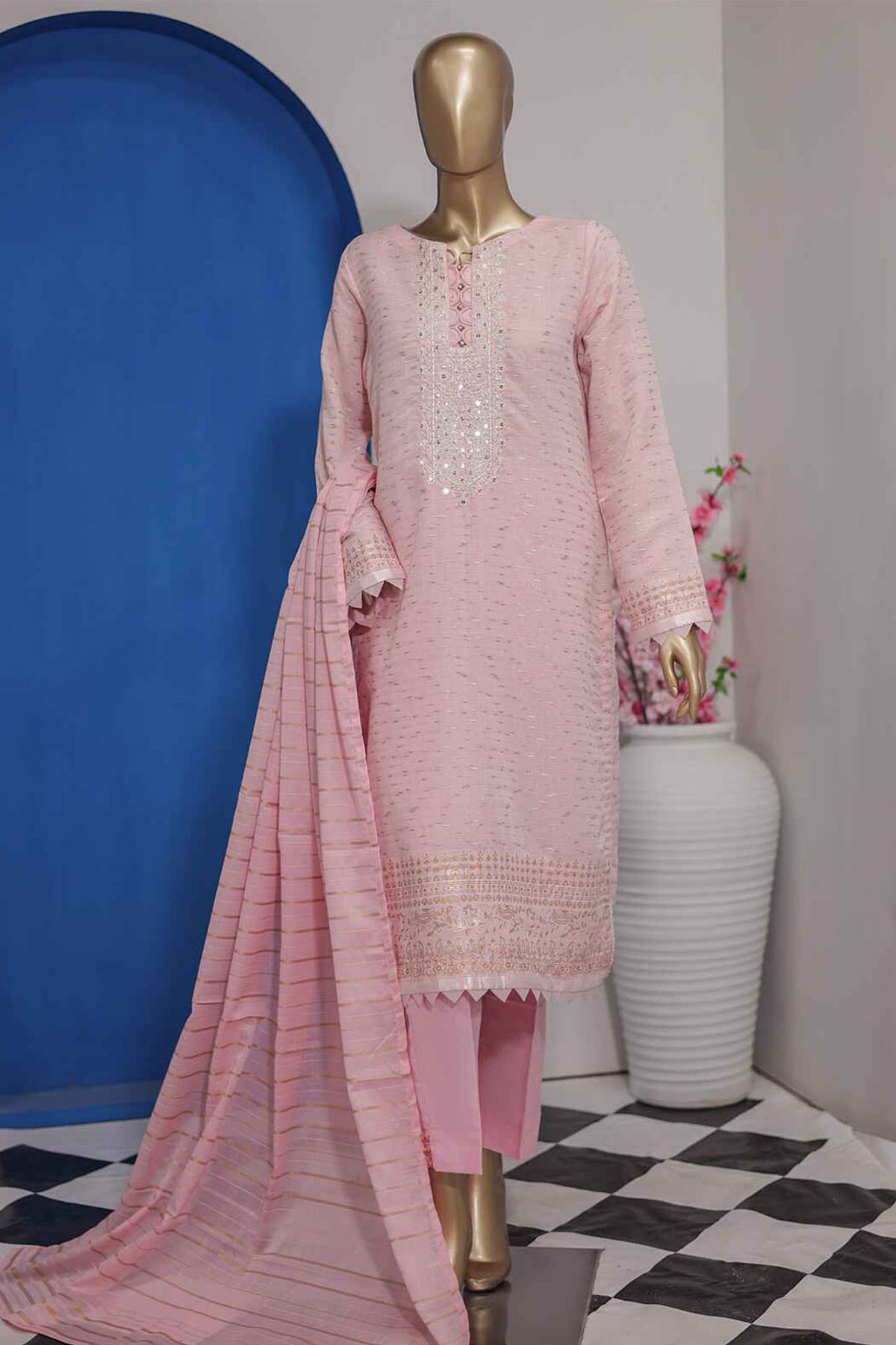 HZ Unstitched 3 Piece Festive Embroidered Jacquard Lawn Collection'2024-FJE-02
