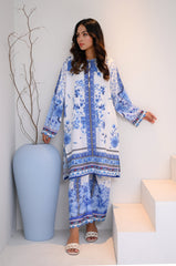 Preet Print Edit By Suitsu Stitched Summer Suit-Sapphire Breeze