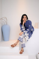 Preet Print Edit By Suitsu Stitched Summer Suit-Blue Meadow