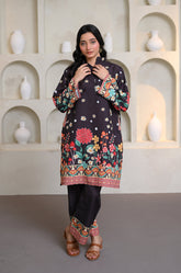 Preet Print Edit By Suitsu Stitched Summer Suit-Midnight Floral Symphony