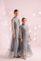 Sprinkles Stitched 1 Piece Formals Festive Kids Collection'2025-Silver Whirl - Embellished -1pc