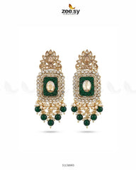 Zeesy-Floral Square Stone Bridal Earrings