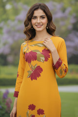 Brandlo Stitched 2 Piece Suit-MUSTARD FLORAL