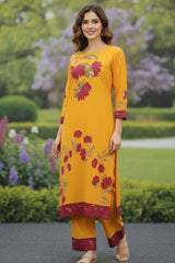 Brandlo Stitched 2 Piece Suit-MUSTARD FLORAL