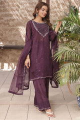 Gul Riaz By Fatima Nehal Stitched 3 Piece Luxury Festive Suit-GRF-02-Purple