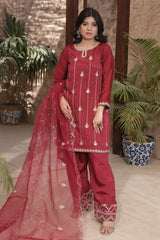 Gul Riaz By Fatima Nehal Stitched 3 Piece Luxury Festive Suit-GRF-05-Red