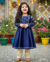 Hiba Fashion Navy Blue and Fawn 2 PC Silk suit (BFC-0027)