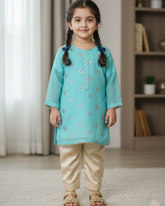 Hiba Fashion Seagreen and Fawn 2 PC Chiffon suit (BFC-0023)