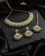 Exquisite Precious Formed Bridal Set Golden Green - Zeesy Jewellery