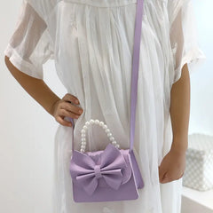 Hiba Fashion Mini bow pearl crossbody bag for girls-(HB-BW-004)