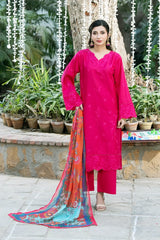 Dhaga Stitched 3 Piece Summer Suit-Petal pop