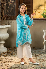 Dhaga Stitched Summer Kids Suit-Sky is blue