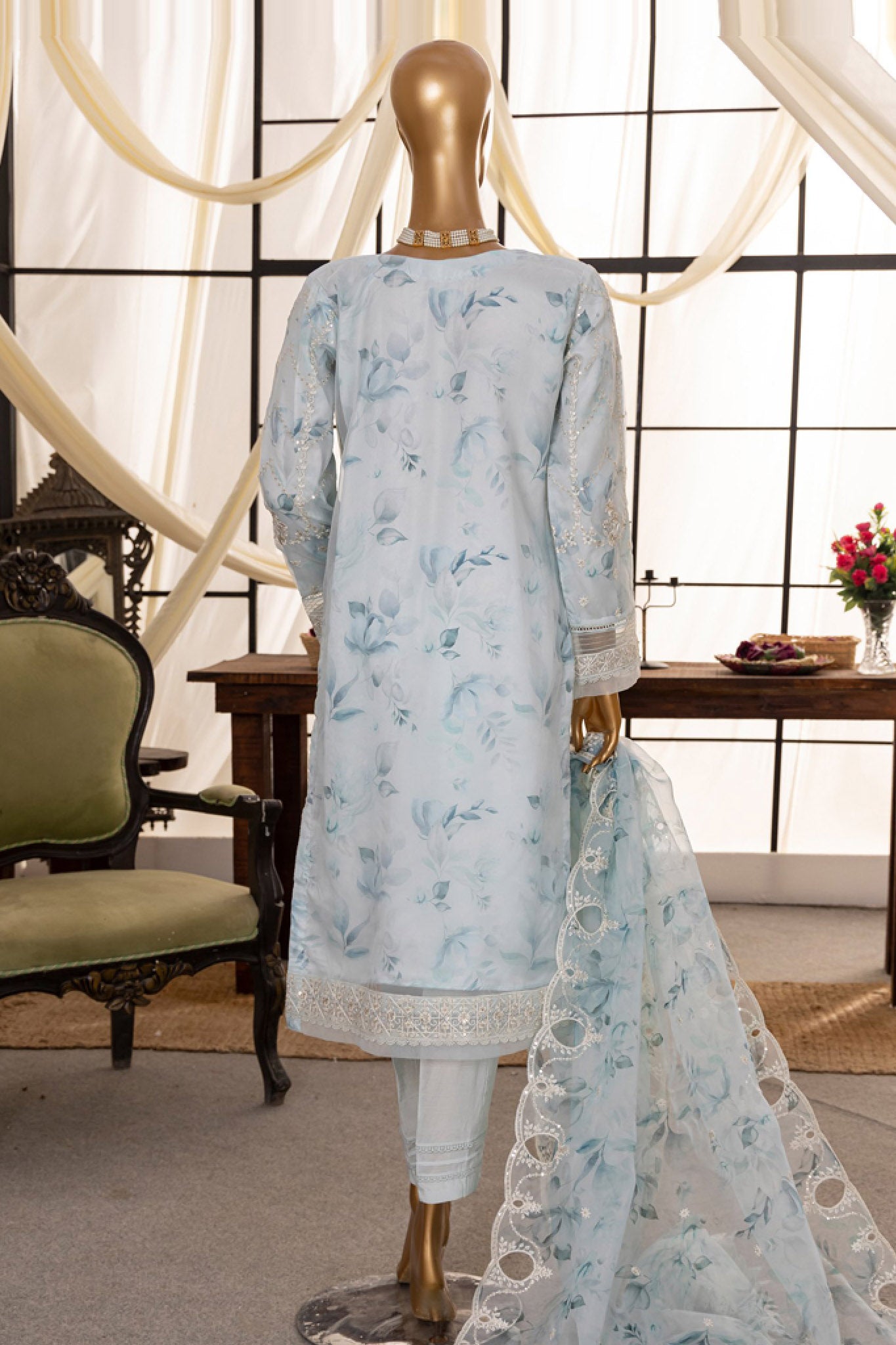 Shaahkaar By HZ Stitched 3 Piece Printed & Emb Formals Vol-03 Collection'2024-HZK-143-Sky