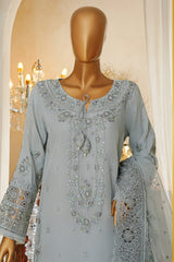Shaadmaani By HZ Stitched 3 Piece Luxury Formals Suit-HZK-217-Cloudy Blue