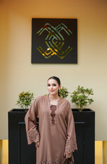 Day to Slay By Mashrib Stitched 2 Piece Summer Suit-Desert Gold