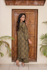 Madiha Gohar Stitched 2 Piece Suit-RAHA Olive