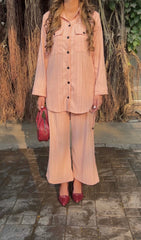 Amna Ali Nawaz Solid Co Ords Suit-(TEA PINK)