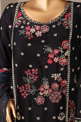 Bin Saeed Stitched 3 Piece Luxury Jacquard Vol-01 Suit-JAQ-2927-BLACK
