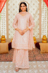 Eid E Milan By Al Siyaab Stitched 3 Piece Formals Suit-Janaan-Peach