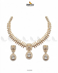 Kavita Art Oval Crystal Necklace Set - Zeesy Jewellery