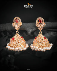 Kinzaa Earrings Golden Red - Zeesy Jewellery