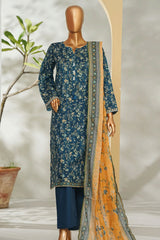 Bin Saeed Stitched 3 Piece Exclusive Printed Lawn Vol-01 Collection'2026-LSM-2596 BLUE