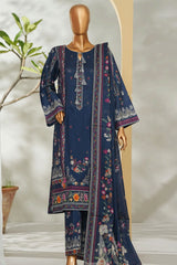 Bin Saeed Stitched 3 Piece Exclusive Printed Lawn Vol-01 Suit-LSM-2608 BLUE