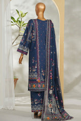 Bin Saeed Stitched 3 Piece Exclusive Printed Lawn Vol-01 Suit-LSM-2608 BLUE