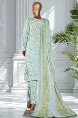 Bin Saeed Stitched 3 Piece Exclusive Printed Lawn Vol-02 Suit-LSM-2715-Ferozi