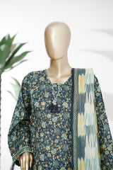 Bin Saeed Stitched 3 Piece Exclusive Printed Lawn Vol-08 Suit-LSM-2875-Blue