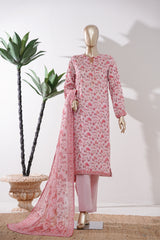 Bin Saeed Stitched 3 Piece Exclusive Printed Lawn Vol-09 Suit-LSM-2918-Pink