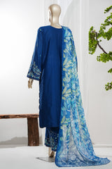 Bin Saeed Stitched 3 Piece Luxury Jacquard Vol-01 Suit-LSM-2966-BLUE