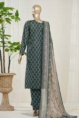 Bin Saeed Stitched 3 Piece Exclusive Printed Lawn Vol-10 Suit-LSM-2970-GREEN
