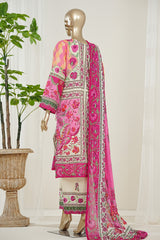 Bin Saeed Stitched 3 Piece Exclusive Printed Lawn Vol-10 Suit-LSM-2975-PEACH