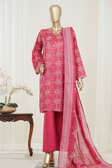 Bin Saeed Stitched 3 Piece Exclusive Printed Lawn Vol-10 Suit-LSM-2981-RED