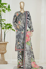 Bin Saeed Stitched 3 Piece Exclusive Printed Lawn Vol-10 Suit-LSM-3002-GRAY