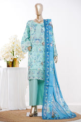 Bin Saeed Stitched 3 Piece Exclusive Emb Lawn Vol-03 Suit-LSM-3077-FEROZI