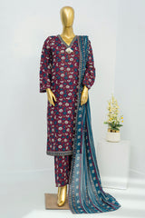 Bin Saeed Stitched 3 Piece Exclusive Printed Lawn Vol-12 Suit-LSM-3171-MEHROON