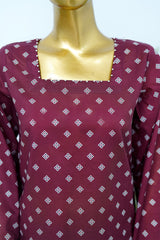Bin Saeed Stitched 3 Piece Exclusive Printed Lawn Vol-12 Suit-LSM-3193-MAROON