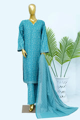 Bin Saeed Stitched 3 Piece Exclusive Printed Lawn Vol-12 Suit-LSM-3196-GREEN