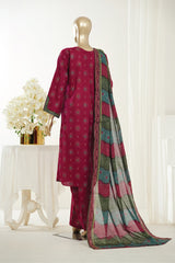 Bin Saeed Stitched 3 Piece Exclusive Printed Lawn Vol-10 Suit- LSM-2958-MAROON